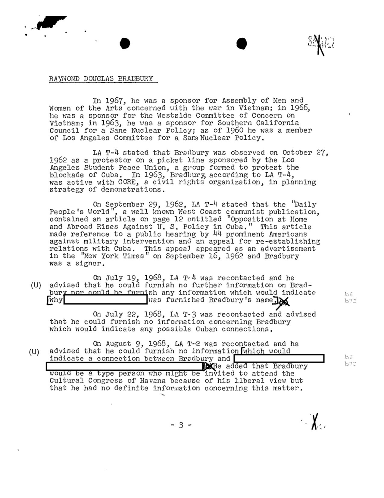 Ray Bradbury FBI files