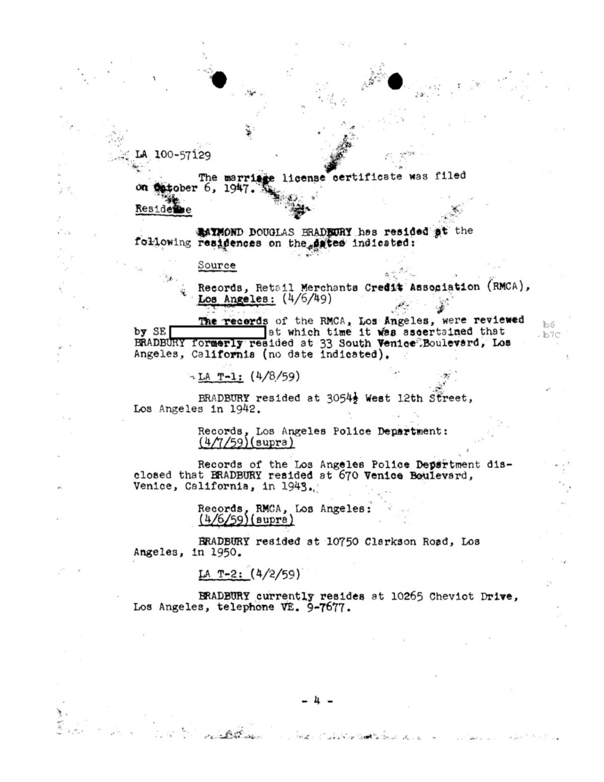 Ray Bradbury FBI files 