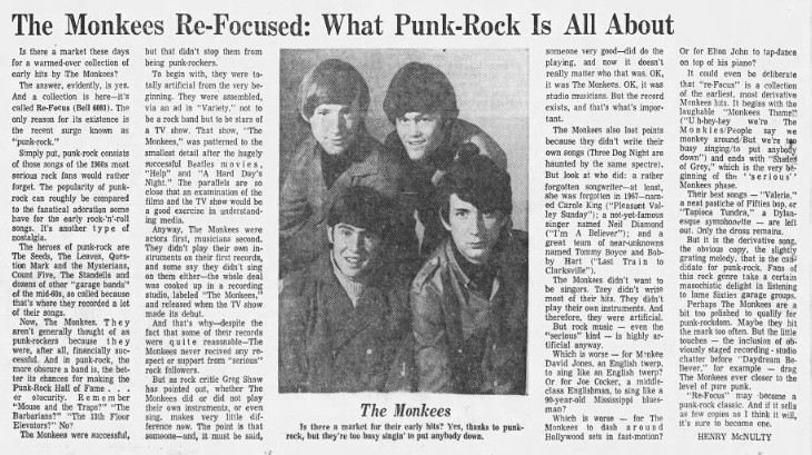 “What Punk Rock Is All About”, 1973 (Source: Hartford Courant)