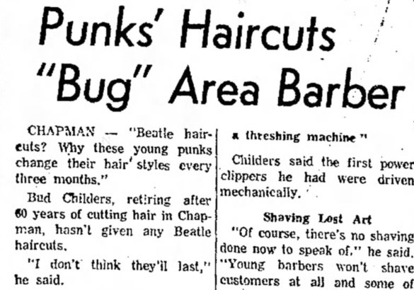 “Punks’ Haircuts”, 1964 (Source: The Salina Journal)