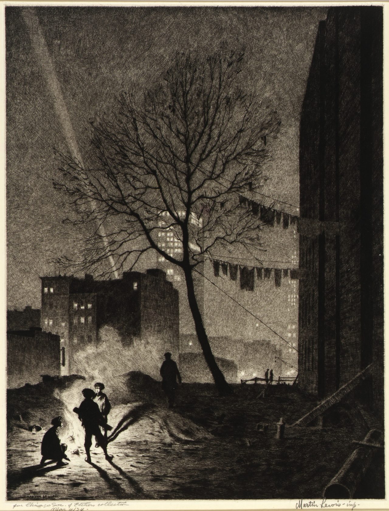 TREE, MANHATTAN Martin Lewis n.d. drypoint