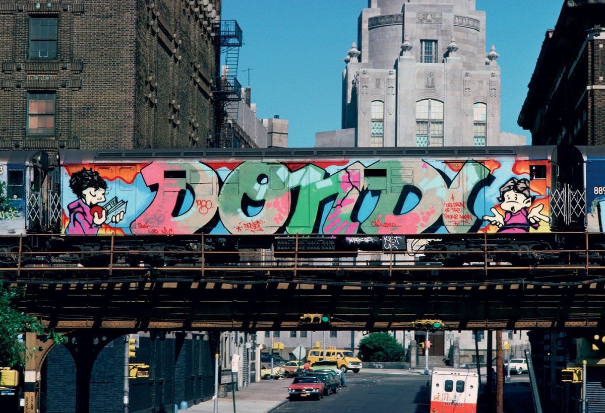 Colorful graffiti on a New York City subway train