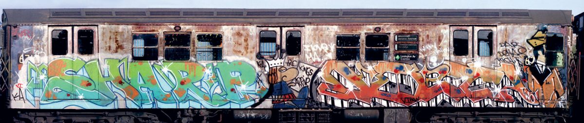 Colorful graffiti on a New York City subway train