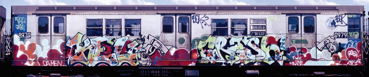 Colorful graffiti on a New York City subway train