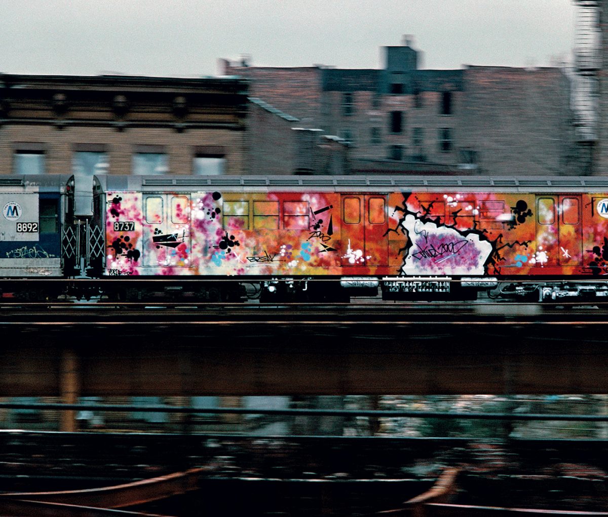 Colorful graffiti on a New York City subway train