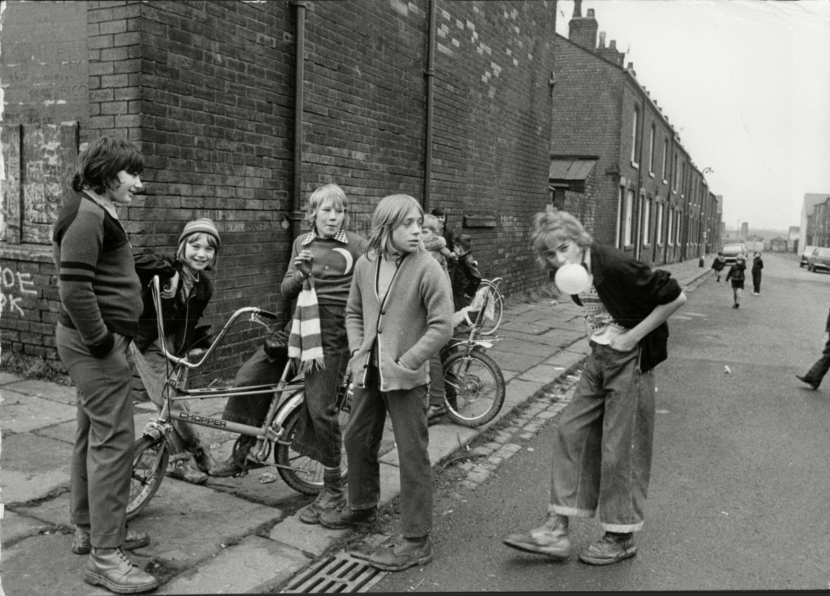 Photo by Peter Pittilla: The Village Of Gin Pit Lancashire, England. Children Of The Village With Raleigh Chopper Bikes - 1973