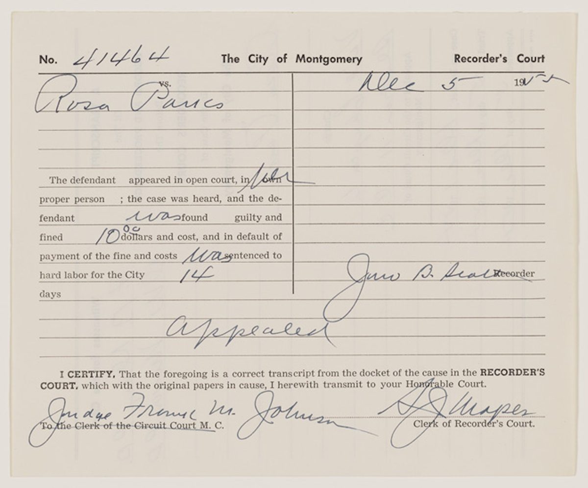 Rosa Parks' 1955 arrest report