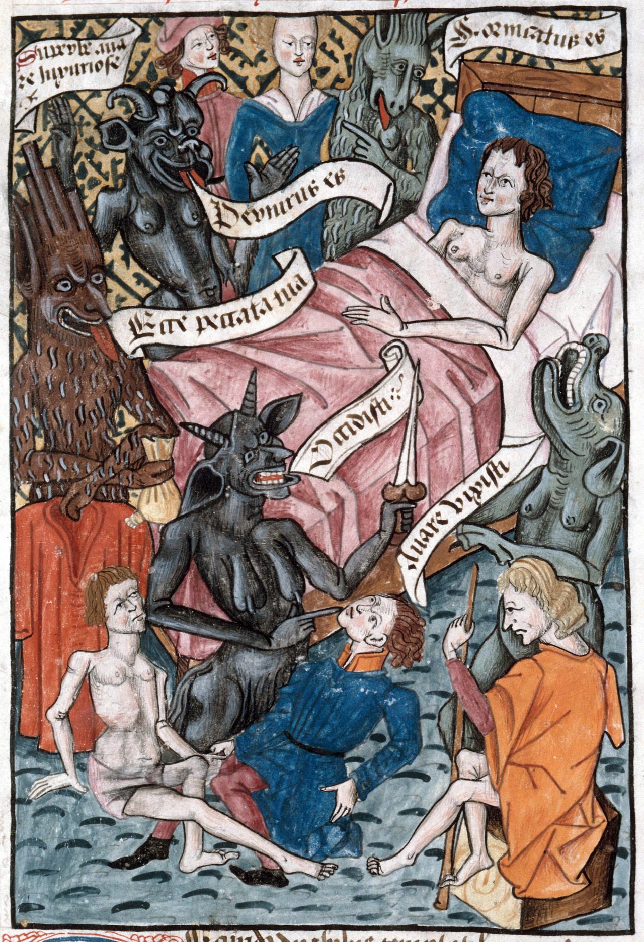 Ars moriendi, Provence 15th century. Marseille, Bibliothèque municipale,  ms. 89, fol. 64r - Flashbak