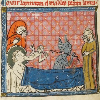 Demon Stealing a Soul, Matfre Ermengaud, Breviari d'Amor , France, S ...