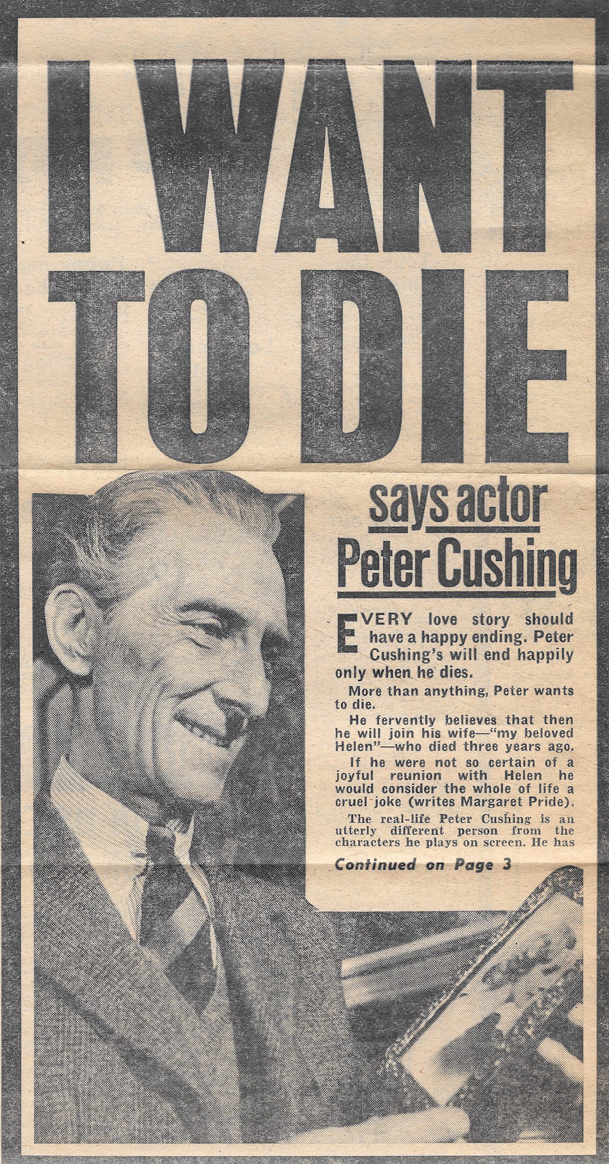 Peter Cushing, newspaper, Reveille