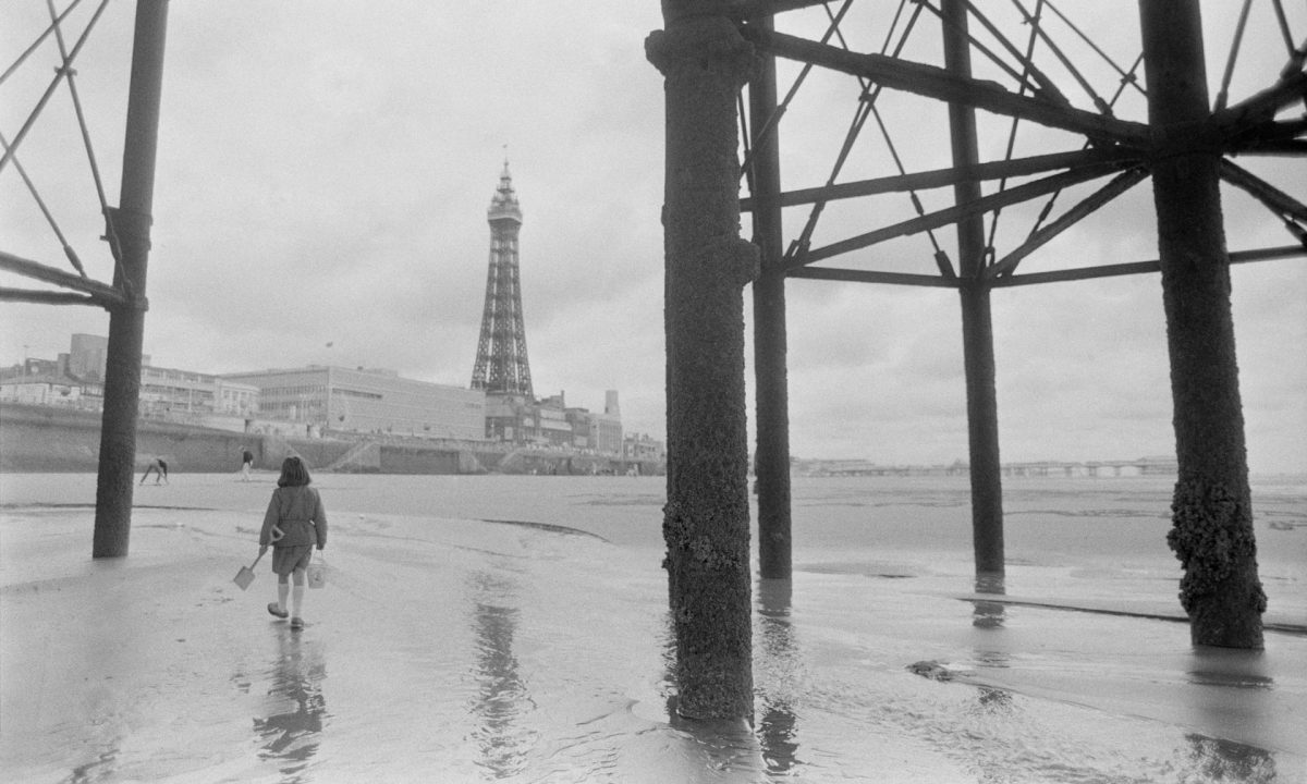 Holidaymakers on Blackpool beach during a British summer, 3 August 1982