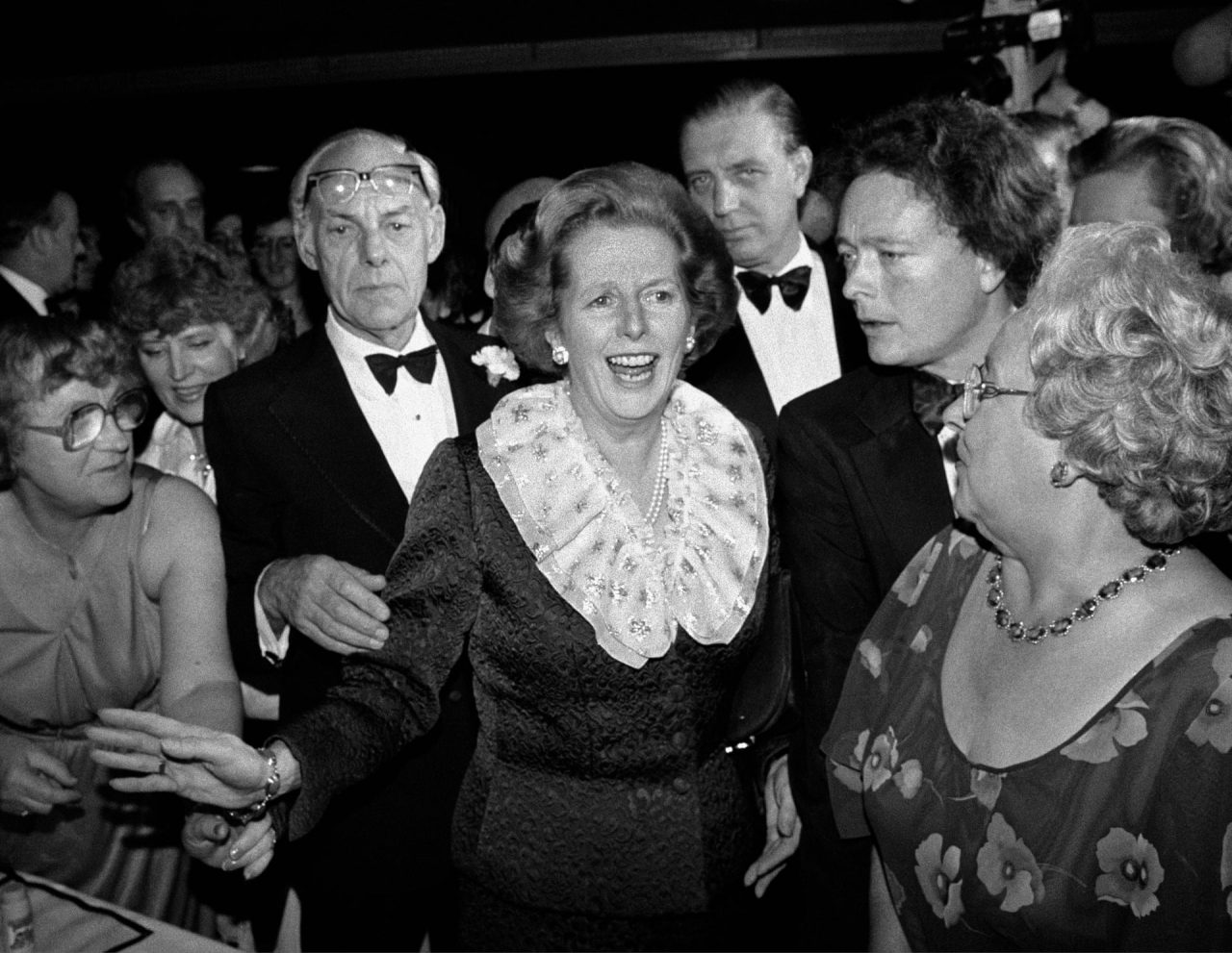Margaret Thatcher and husband Denis attend a ball during the Conservative party conference in Brighton, 11 October 1984.