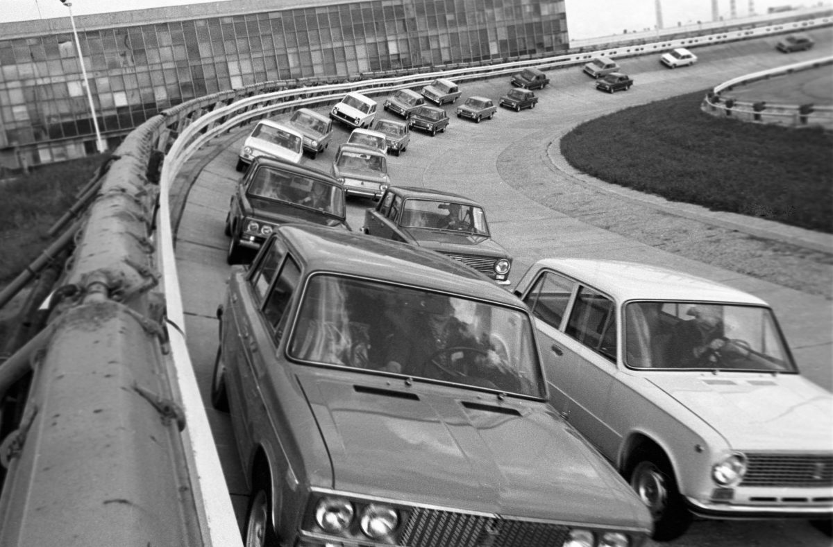 Lada cars in the Volga Autoworks or VAZ testing grounds