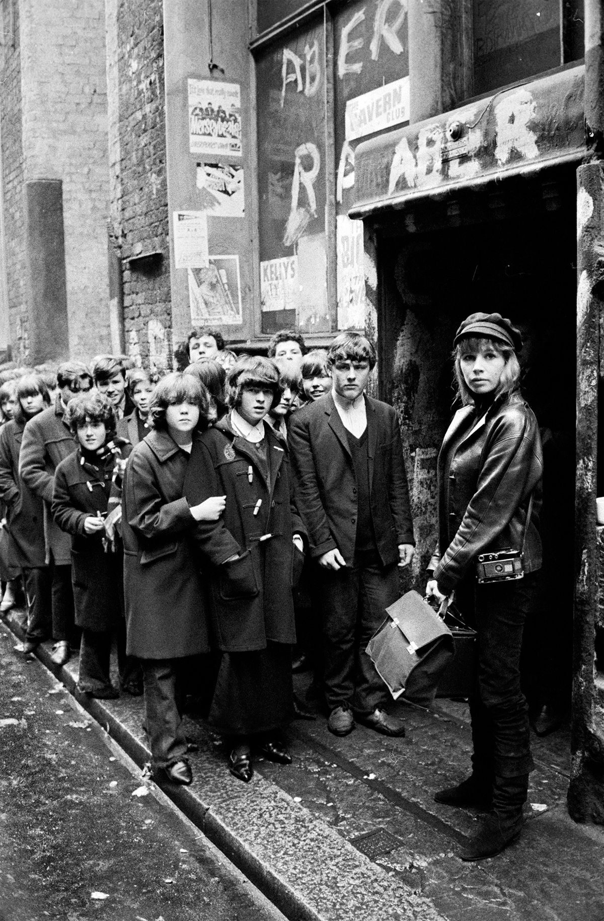 Max Scheler, Astrid Kirchherr in front of the Cavern Club, 1964