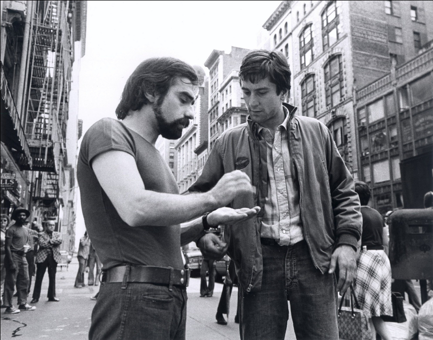 Martin Scorsese and Robert De Niro on the set of Taxi Driver