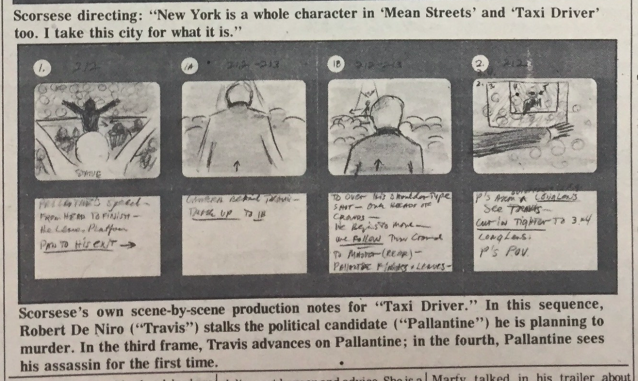 Martin Scorsese's Taxi Driver Storyboards