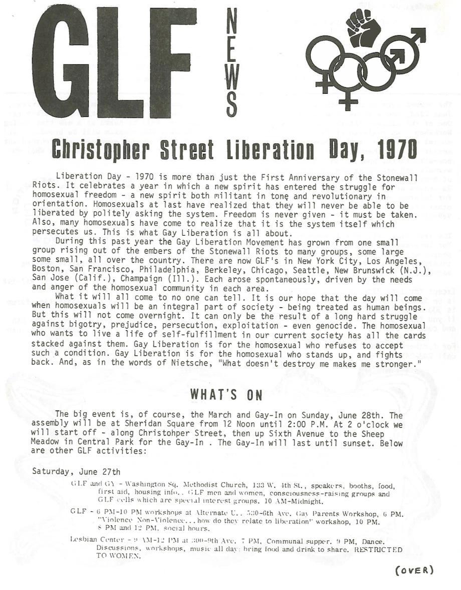 gay pride christopher street New York 1970