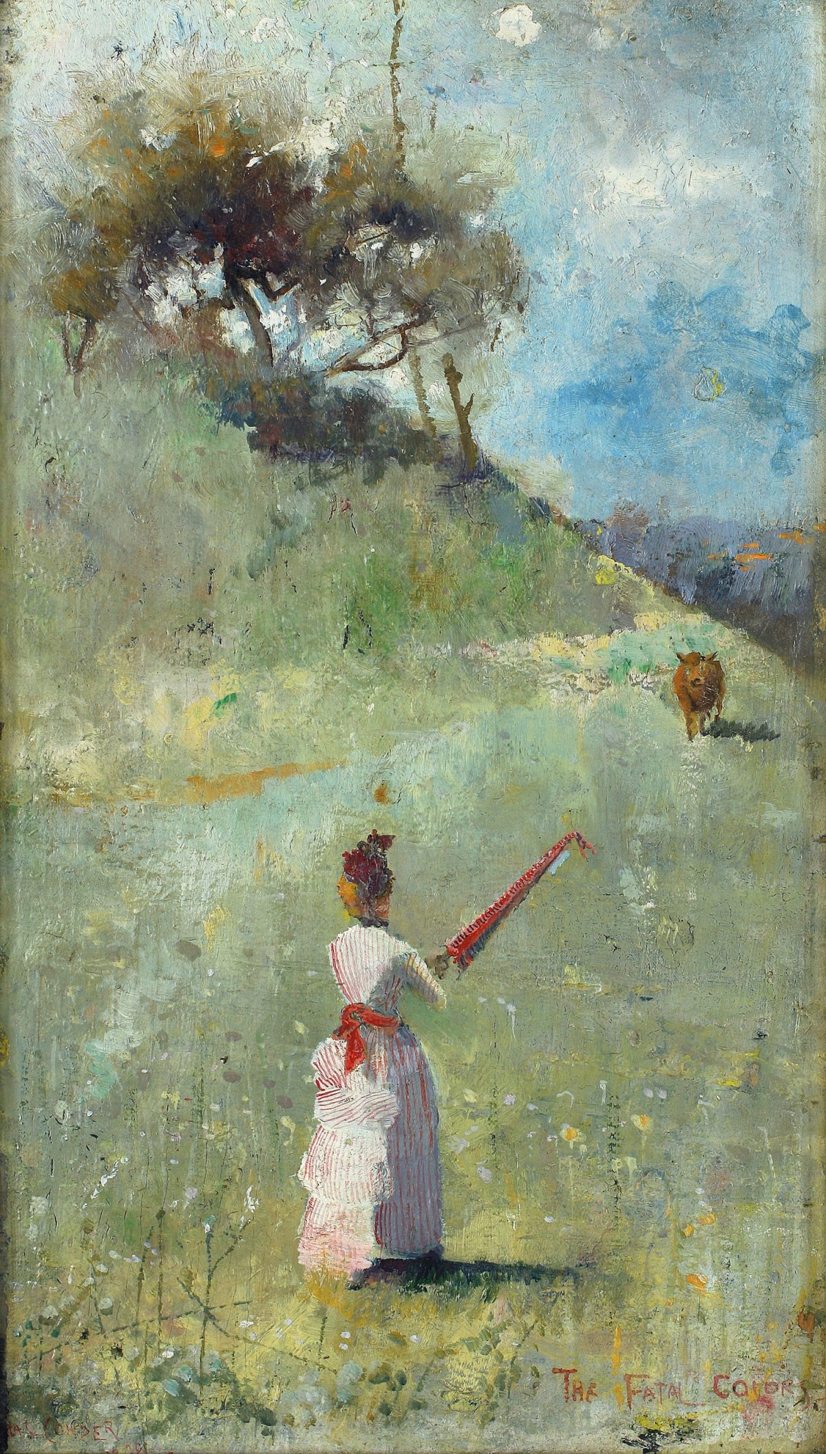 Charles Conder, painting, red, bull