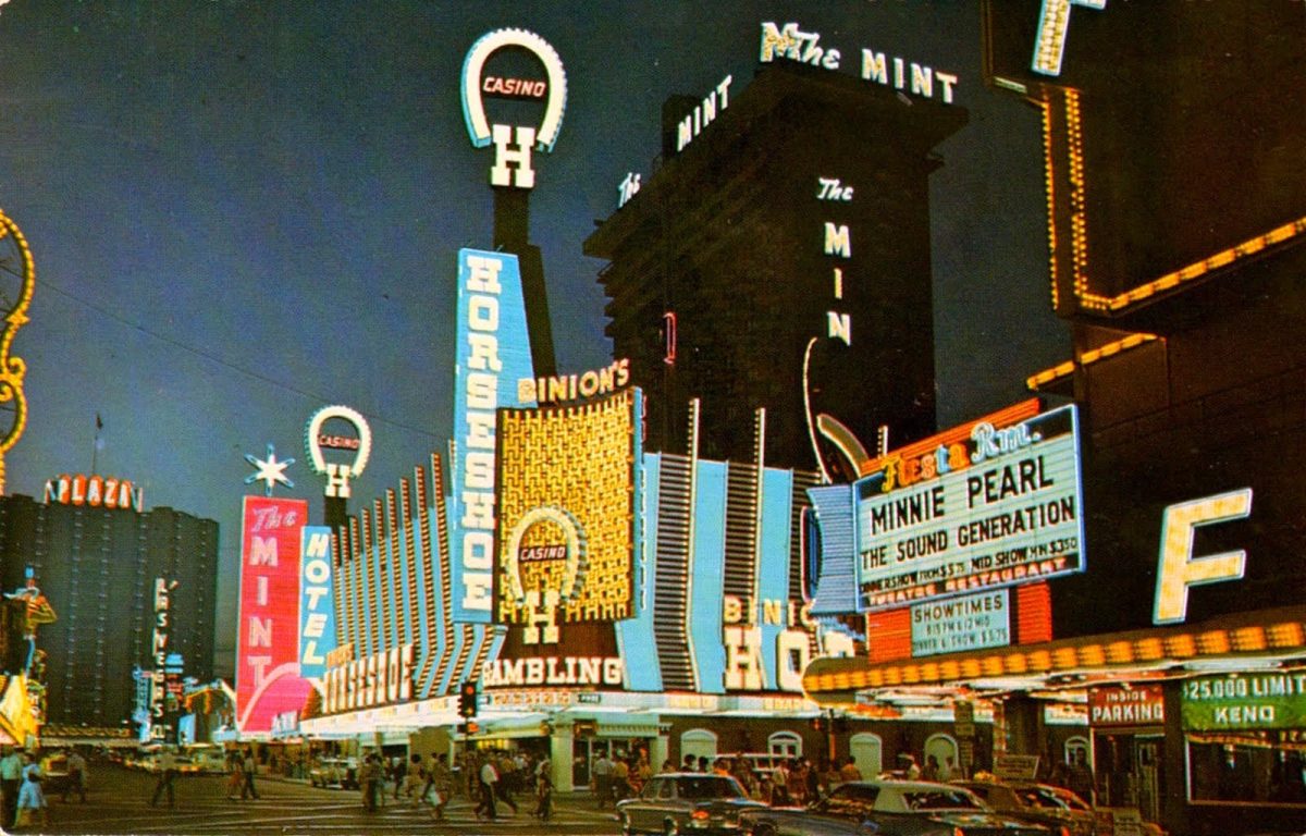 Las vegas, Freemont St, casinos, hotels, postcard