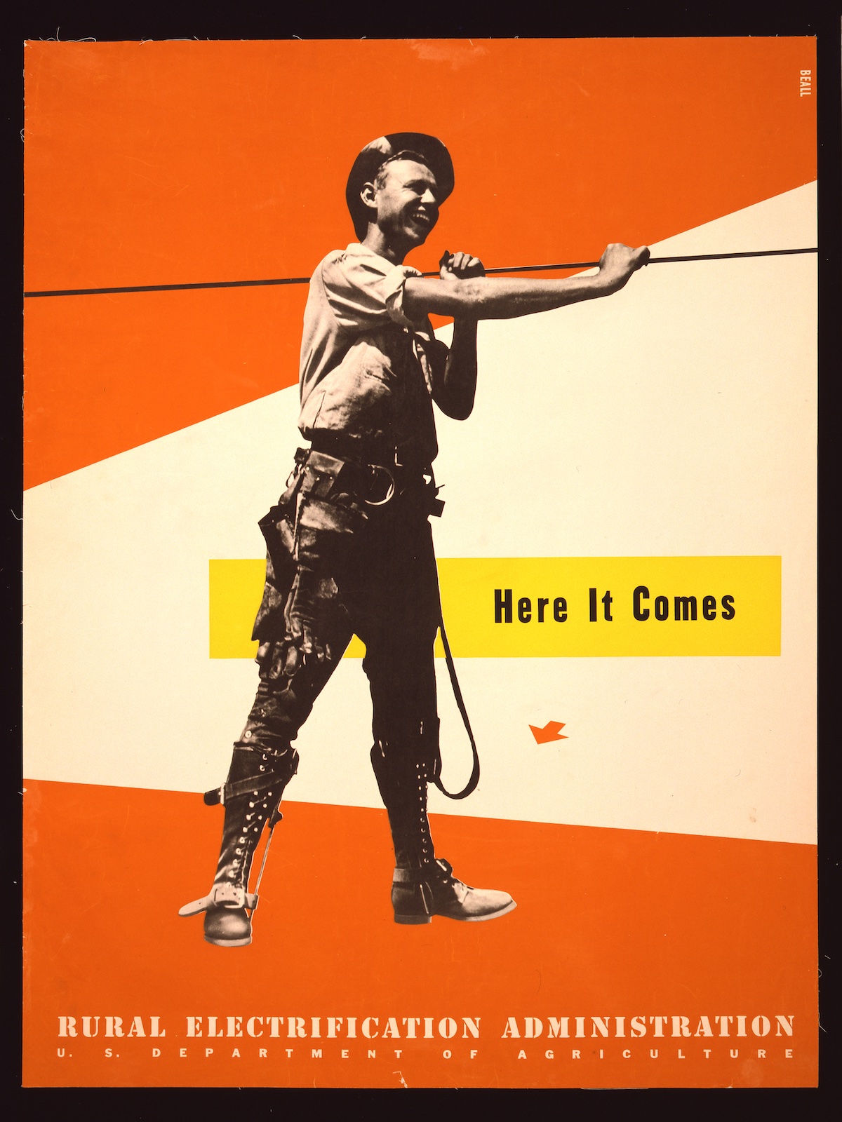 'Here it comes' Rural Electrification poster by Lester Beall - 1930