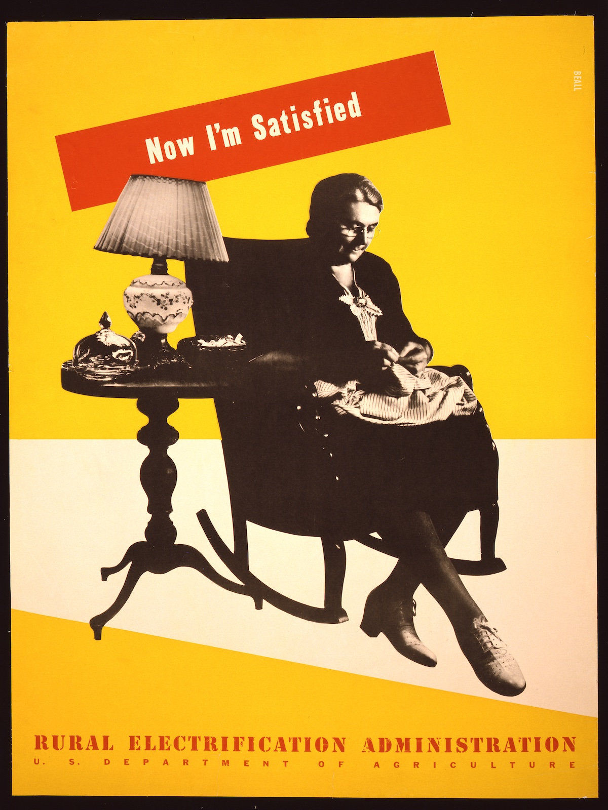 'Now I'm Satisfied' Rural Electrification poster by Lester Beall - 1930