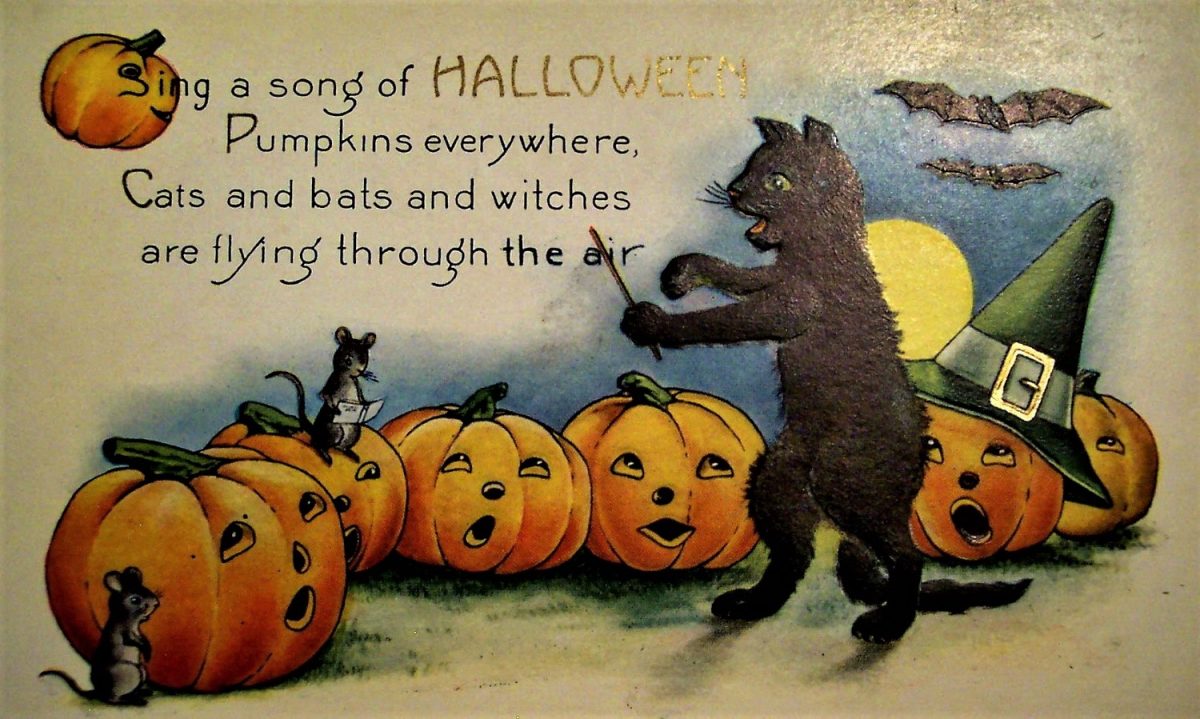 Halloween, greeting card, vintage, illustration