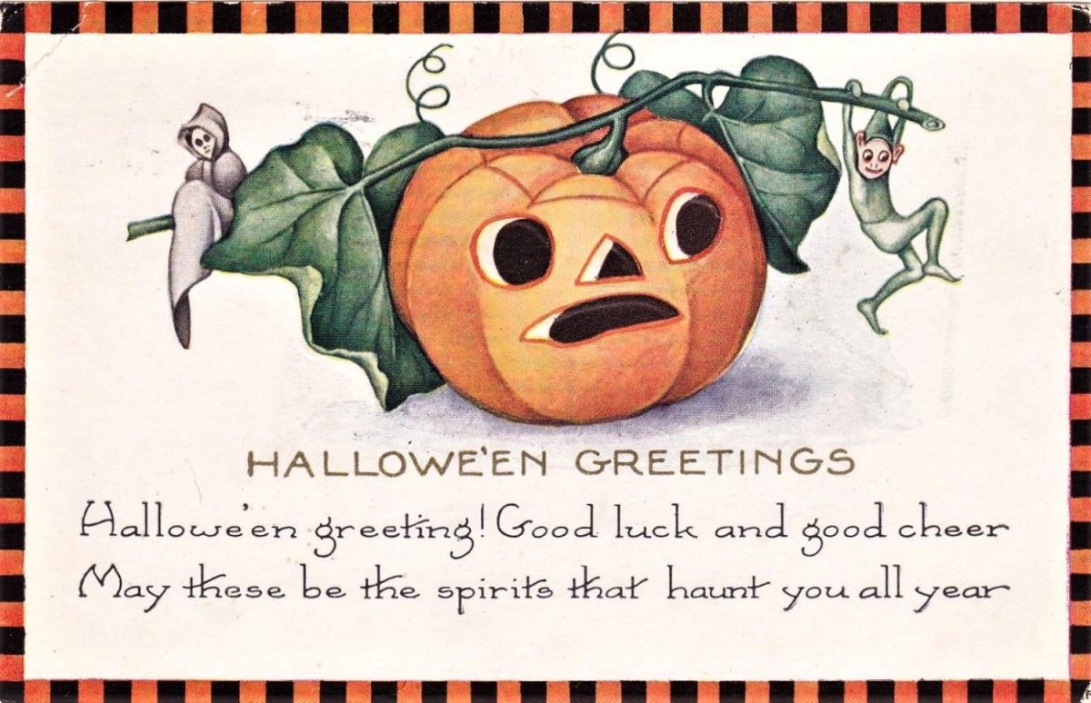 Halloween, greeting card, vintage, illustration