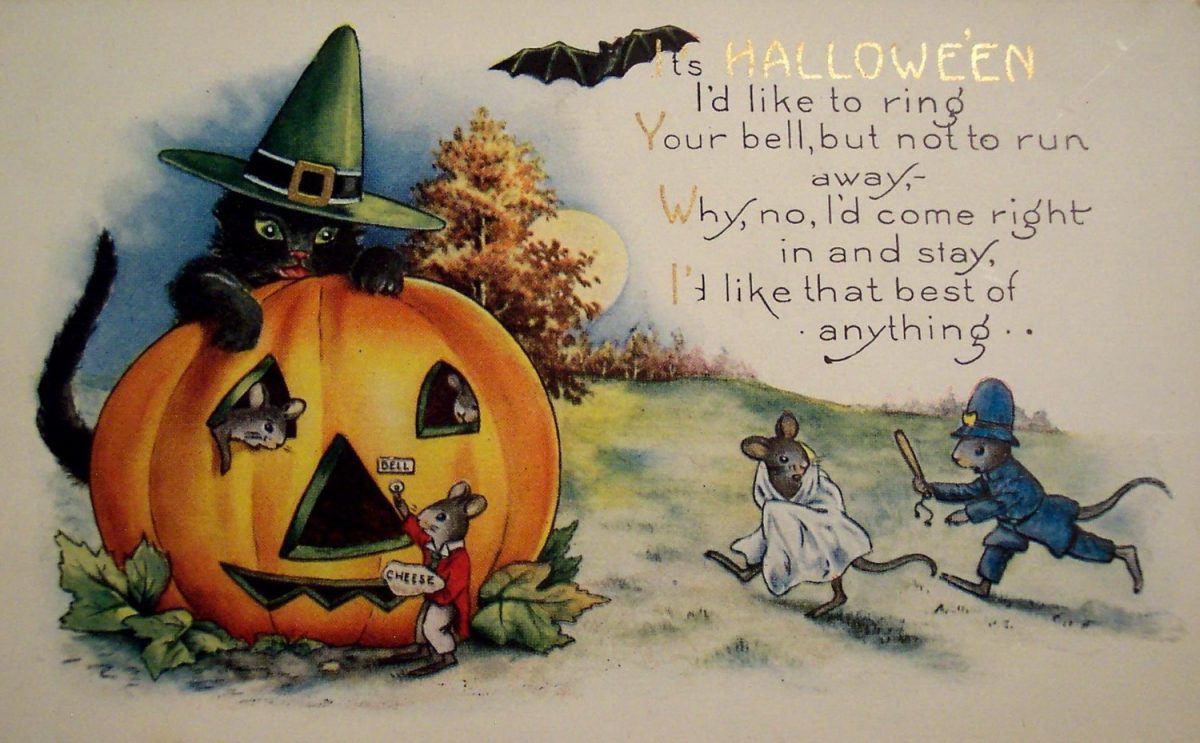 Halloween, greeting card, vintage, illustration