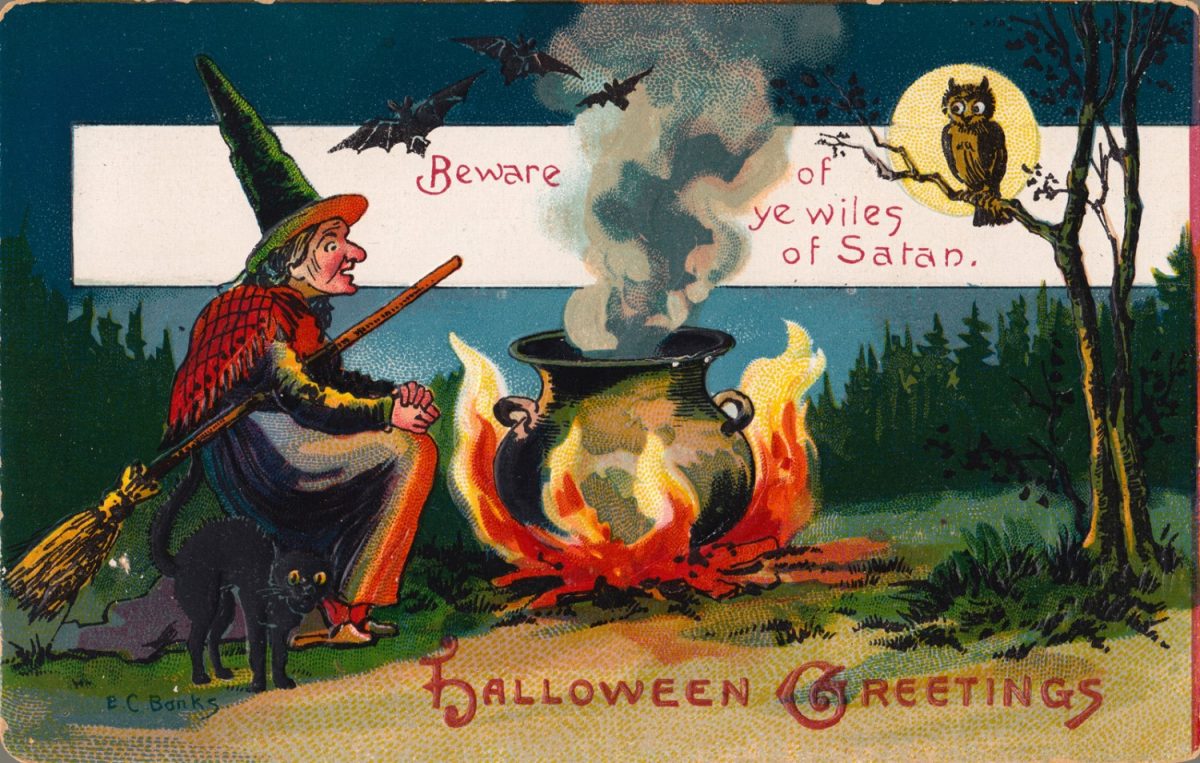 Halloween, greeting card, vintage, illustration