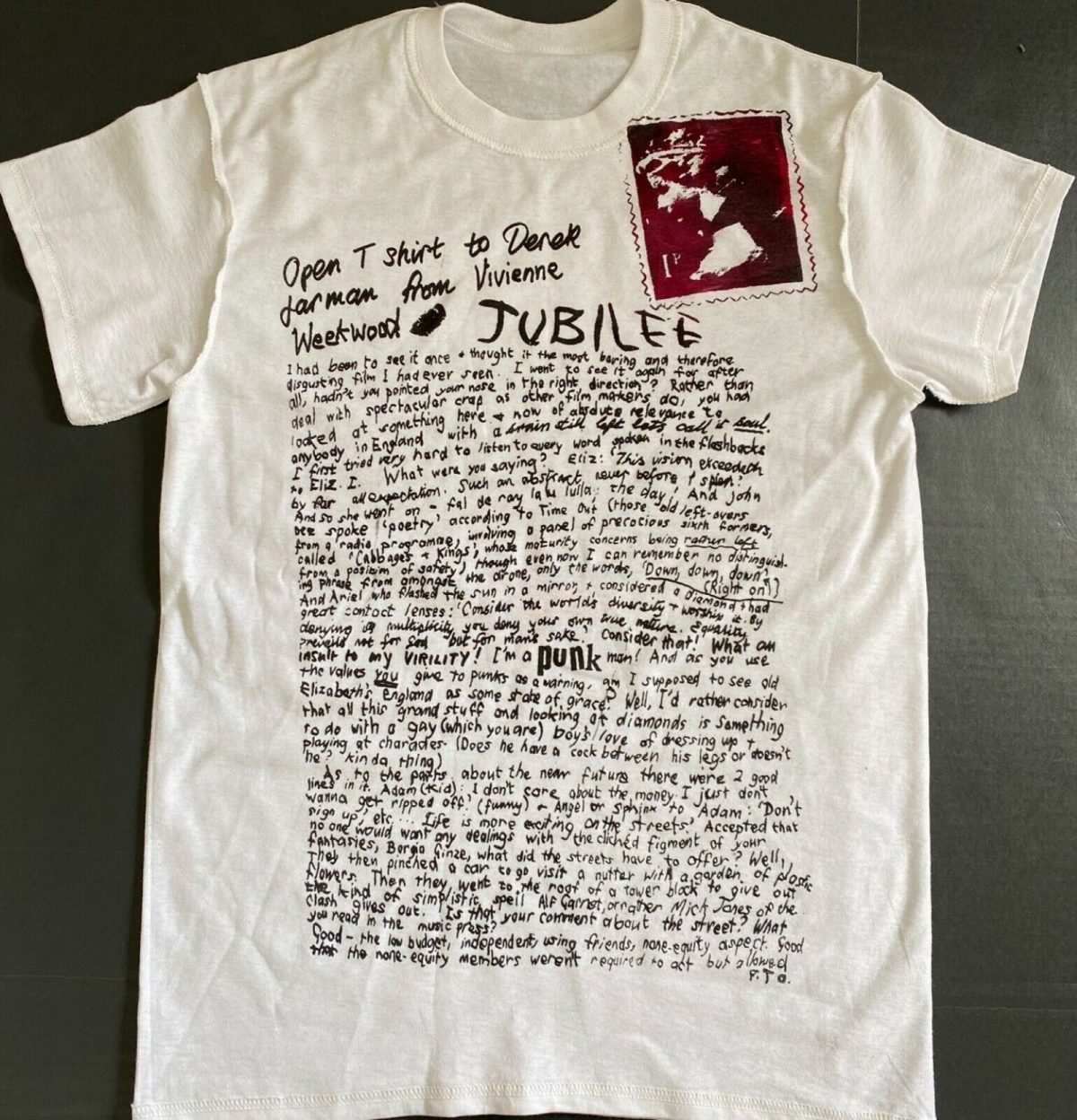 Derek Jarman, Jubilee, Vivienne Westwood, open letter, t-shirt