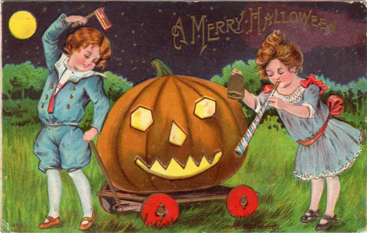 Halloween, greeting card, vintage, illustration