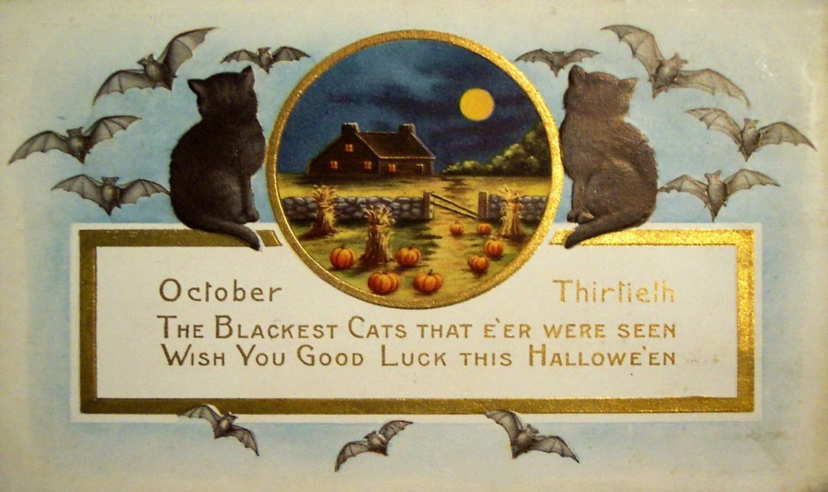 Halloween, greeting card, vintage, illustration