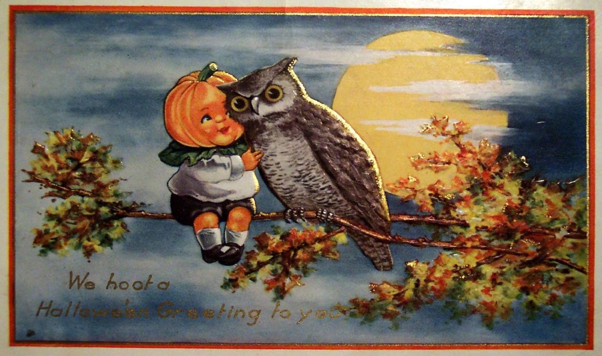 Halloween, greeting card, vintage, illustration
