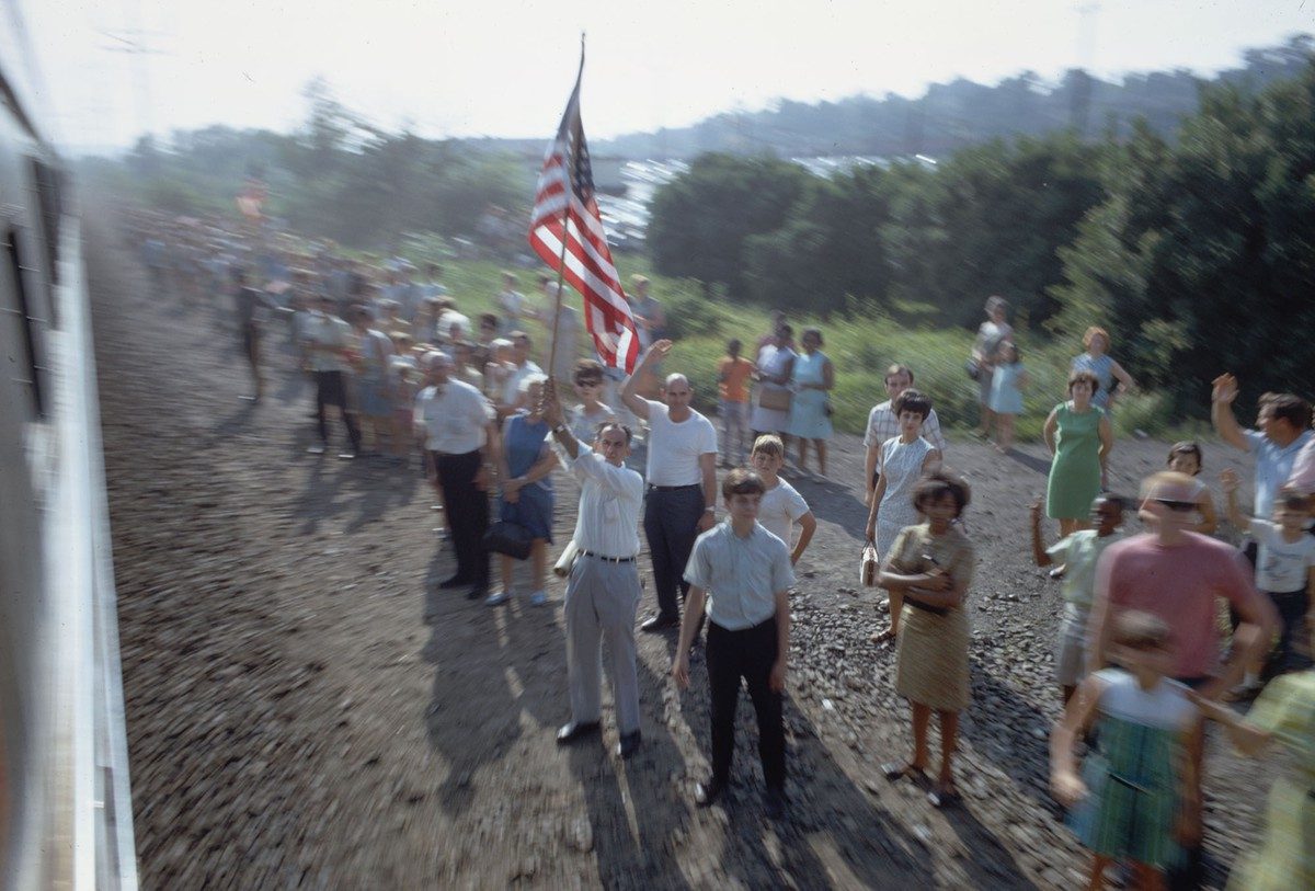Mourners Watching Robert F. Kennedy's Funeral Train Pass By From New York City to Washington DC on June 8 1968