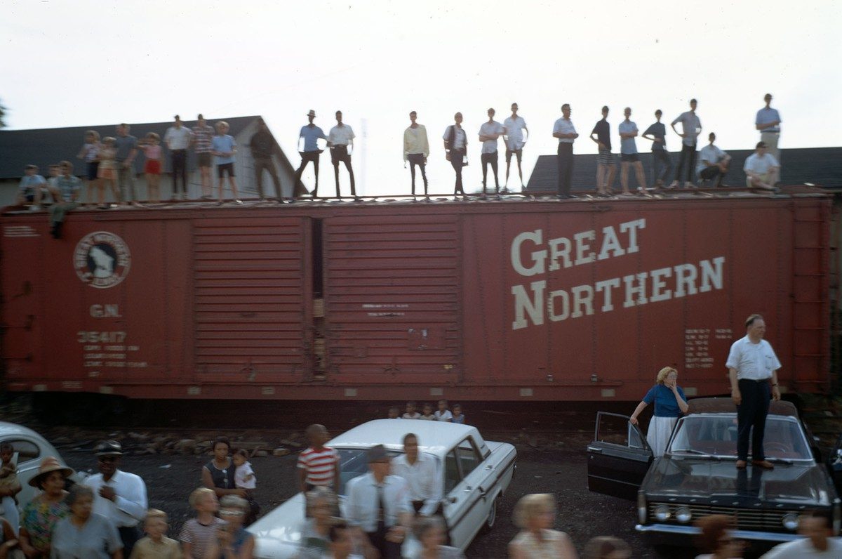 Mourners Watching Robert F. Kennedy's Funeral Train Pass By From New York City to Washington DC on June 8 1968