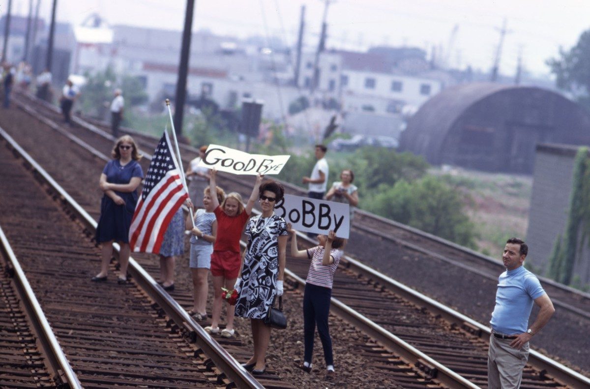 Mourners Watching Robert F. Kennedy's Funeral Train Pass By From New York City to Washington DC on June 8 1968