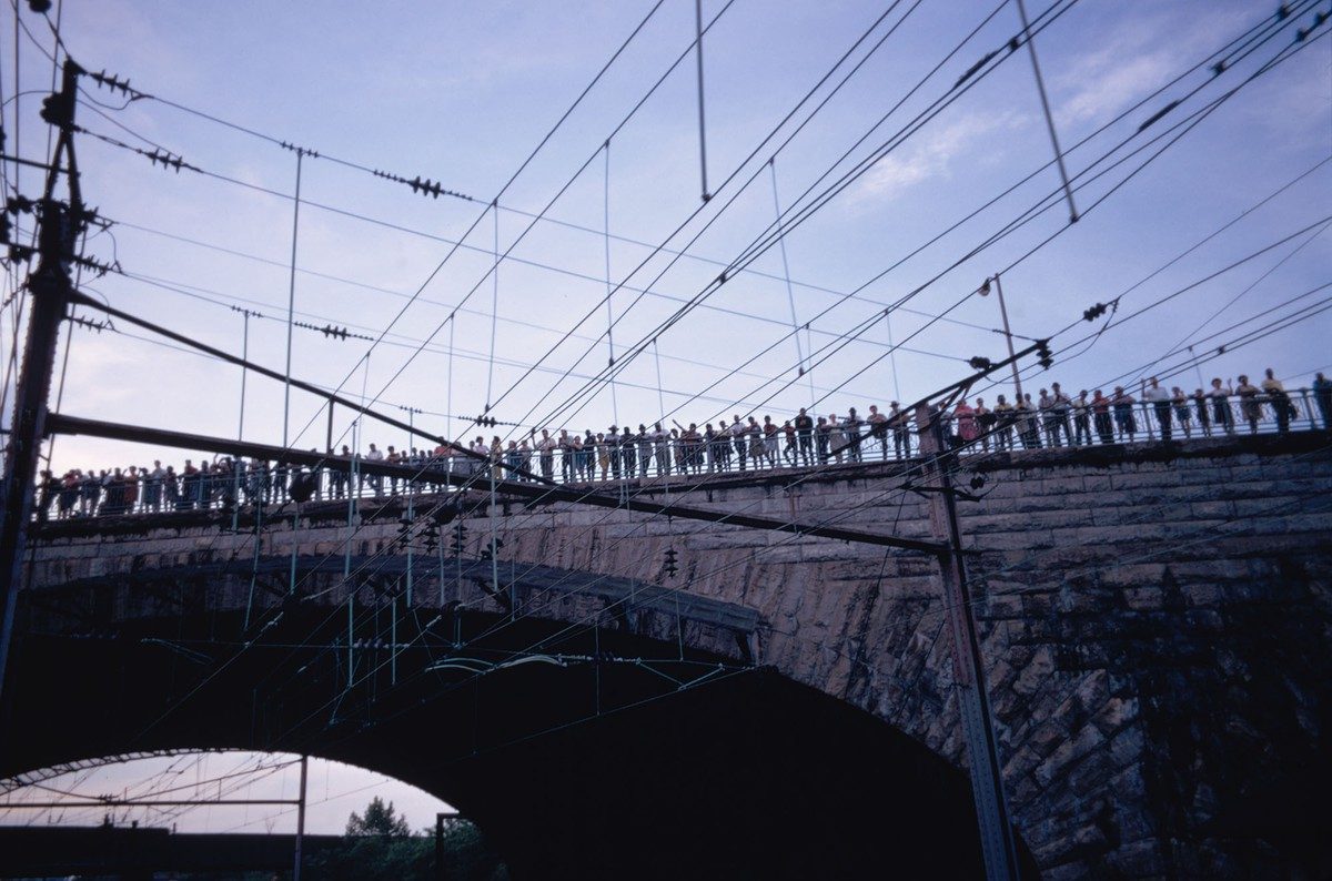 Mourners Watching Robert F. Kennedy's Funeral Train Pass By From New York City to Washington DC on June 8 1968