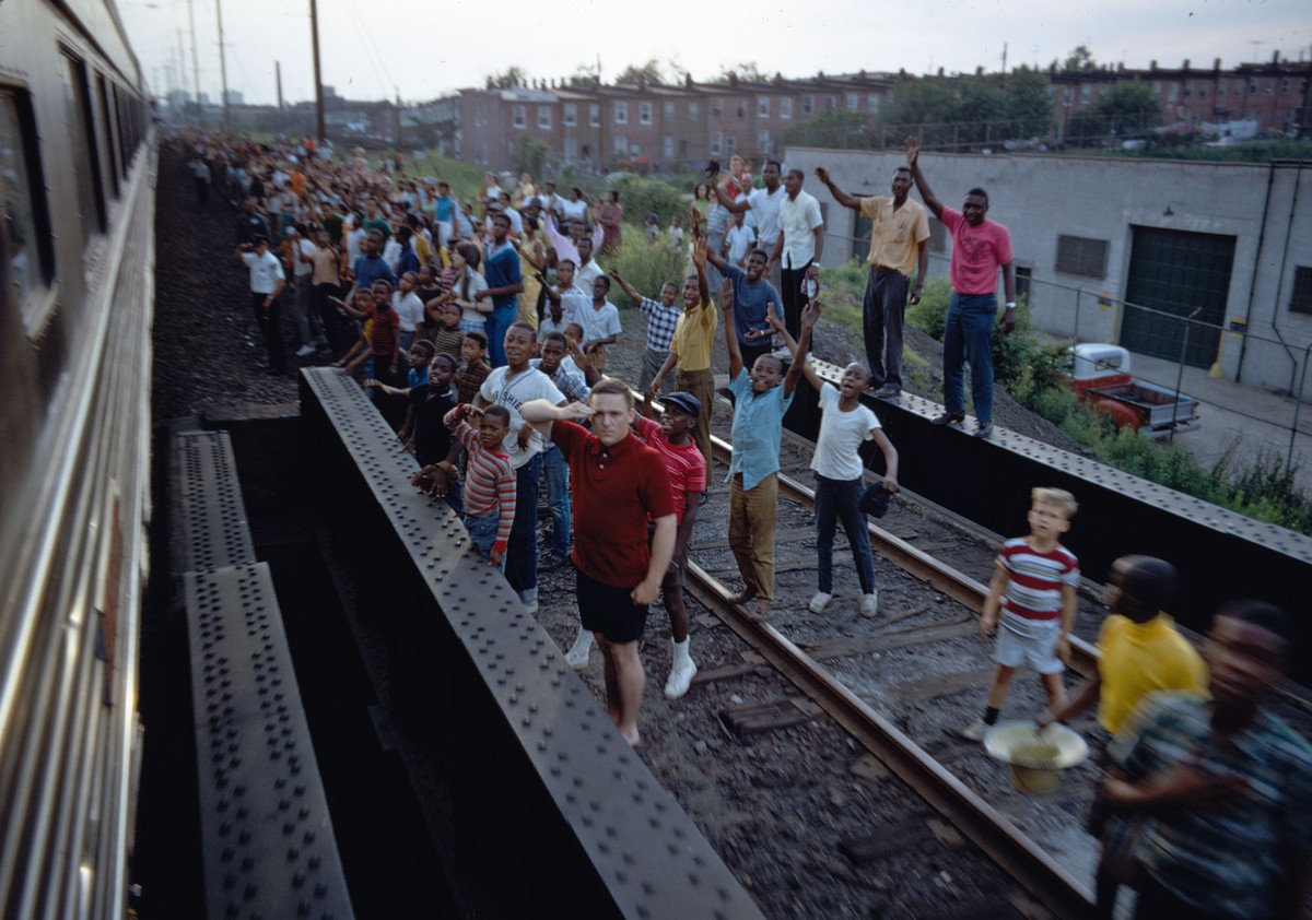 Mourners Watching Robert F. Kennedy's Funeral Train Pass By From New York City to Washington DC on June 8 1968