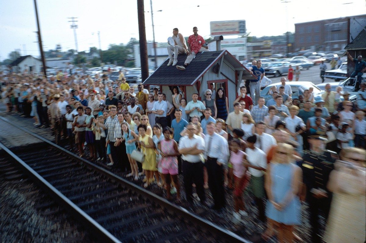 Mourners Watching Robert F. Kennedy's Funeral Train Pass By From New York City to Washington DC on June 8 1968