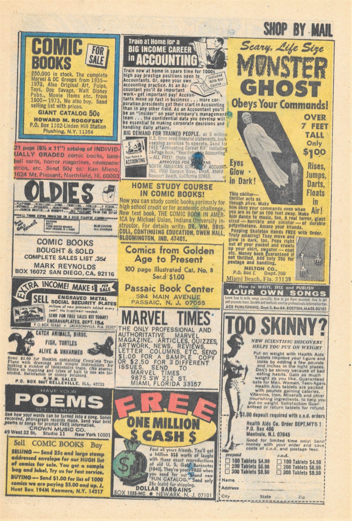 adverts, American, comics, 1960s, 1970s,