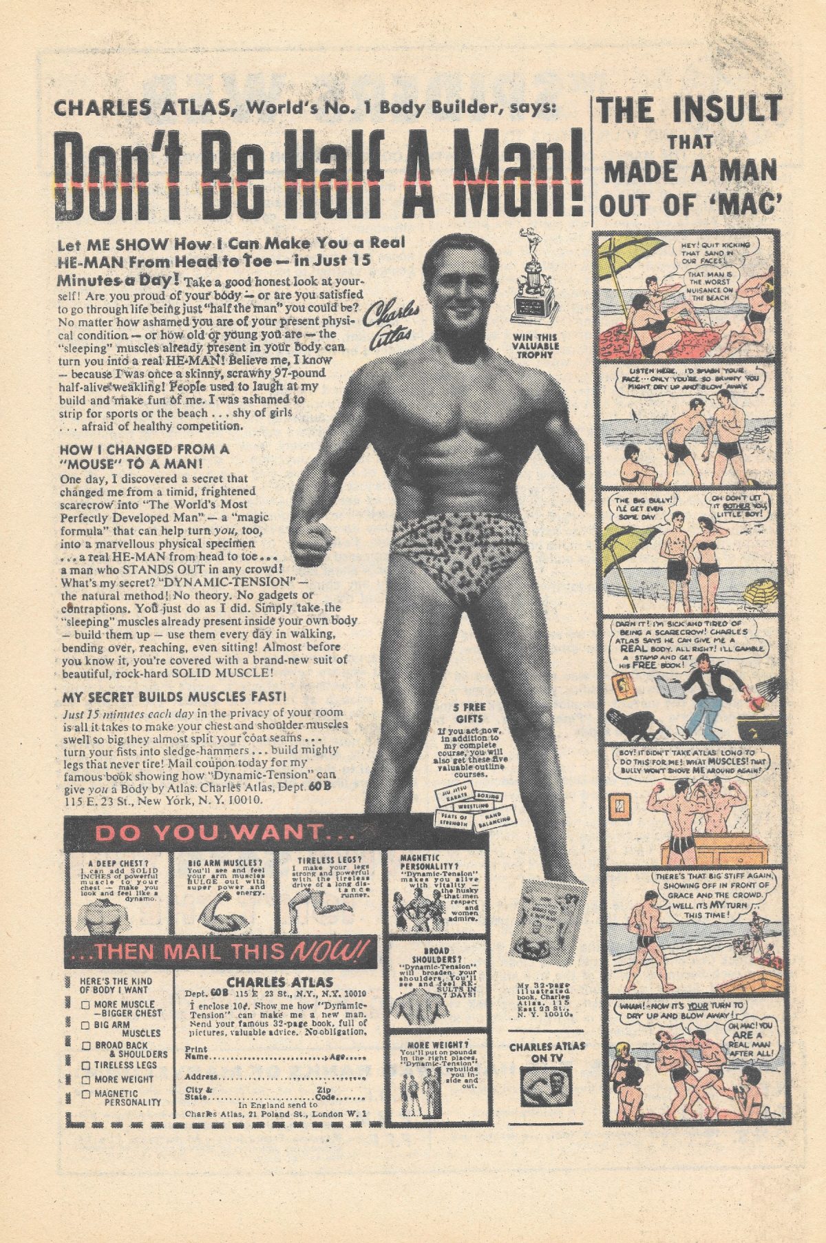 Charles Atlas, bodybuilding, adverts, comics Sea Monkeys, X-Ray Specs, comic book ads Harold von Braunhut