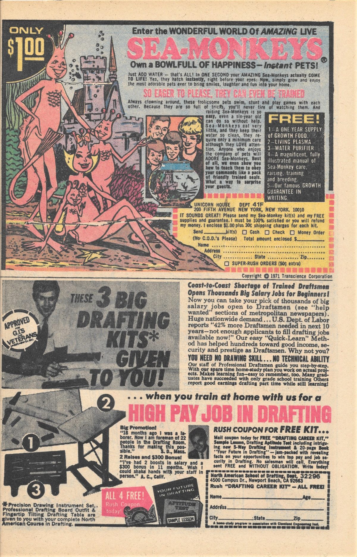 adverts, American, comics, 1960s, 1970s, sea monkeys , X-Ray Specs, comic book ads Harold von Braunhut