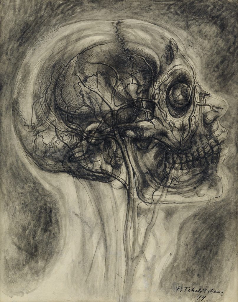 Pavel Tchelitchew, Interiors (Skull), ink and wash, 1944.