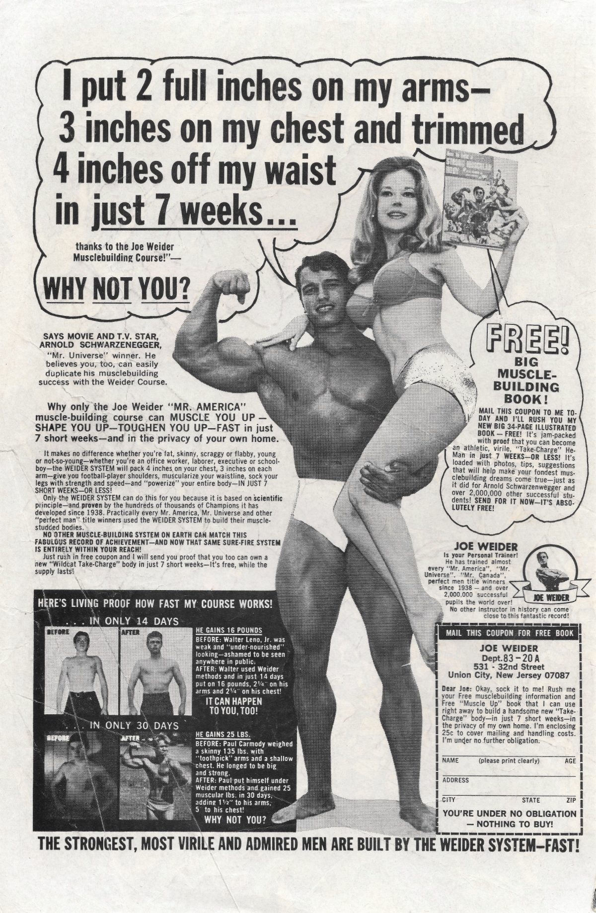 adverts, American, comics, 1960s, 1970s, Arnold Schwarzenegger, bodybuilding Sea Monkeys, X-Ray Specs, comic book ads Harold von Braunhut