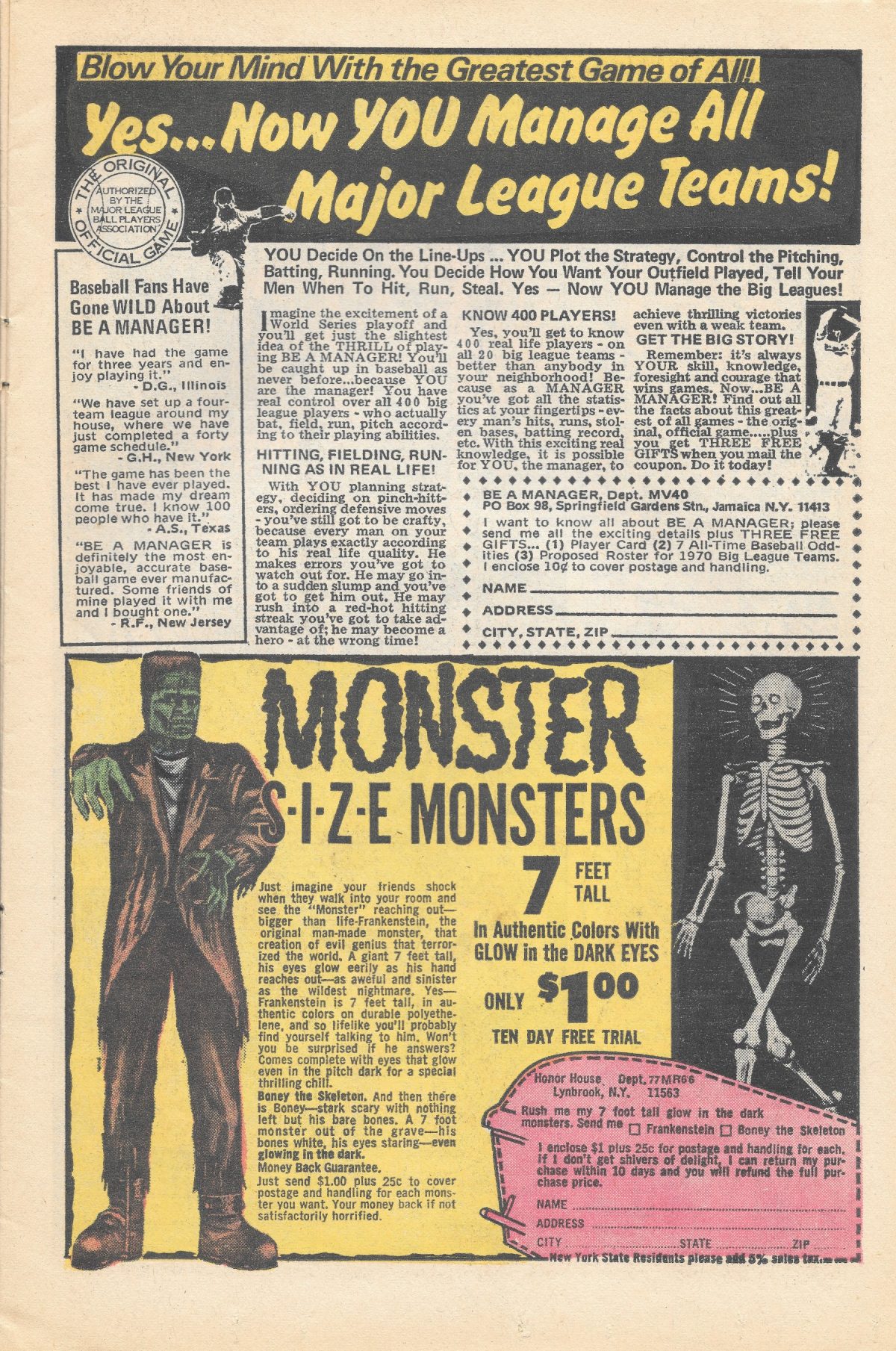 adverts, American, comics, 1960s, 1970s, Sea Monkeys, X-Ray Specs, comic book ads Harold von Braunhut