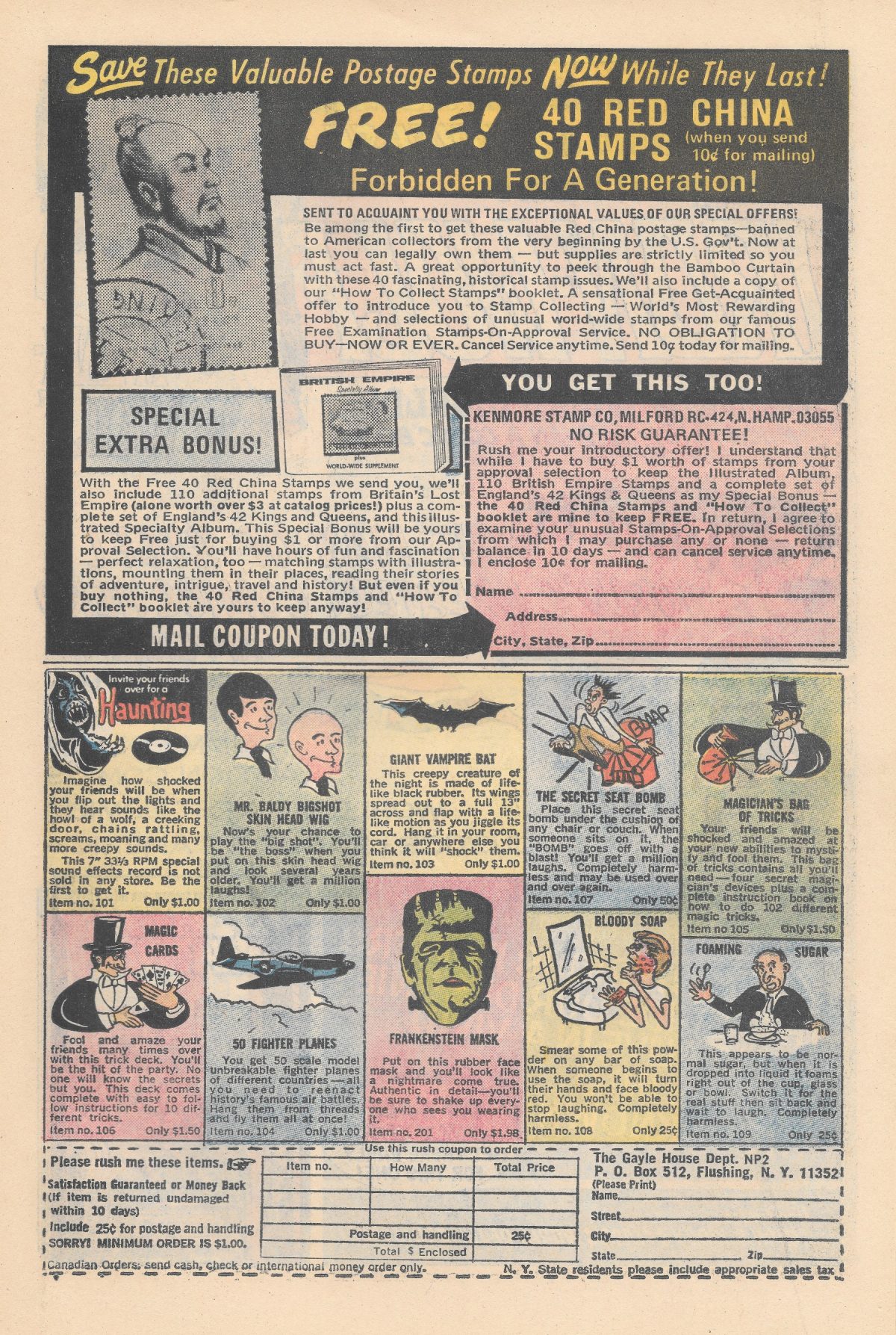 adverts, American, comics, 1960s, 1970s,