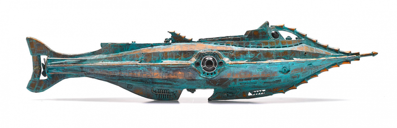 Resin model with other materials, painted. A striking replica of Goff's Nautilus, made and gifted to him by his dear friend and protégé, 20,000 Leagues Under the Sea fan