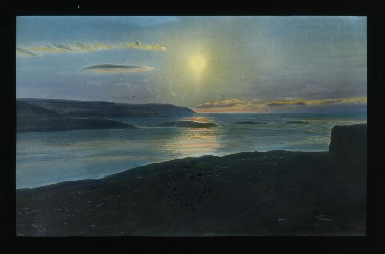 Sunrise:set. Color reflection on clouds and water image 1913-1917