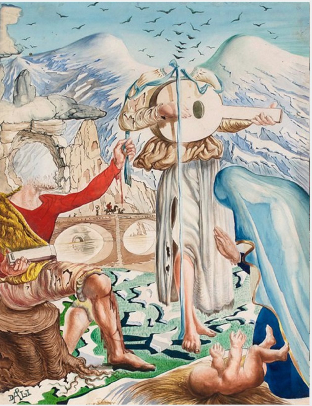 SALVADOR DALÍ. A Christmas card to the Lucas family, a kneeling angel and  two other figures - Album alb3681470