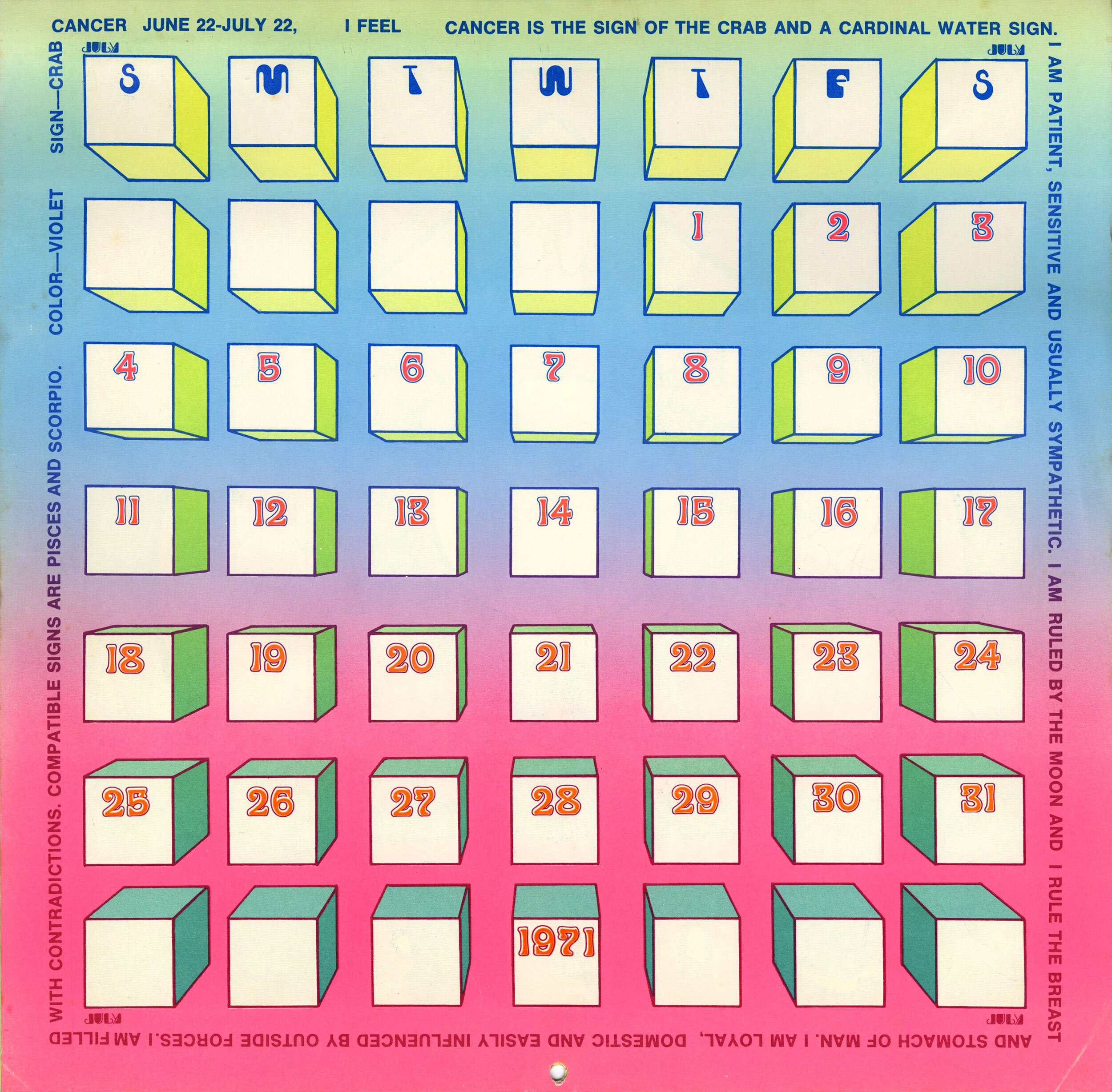 PETER MAX ASTROLOGICALENDAR ☜ Peter Max. Grosset & Dunlap, 1970s